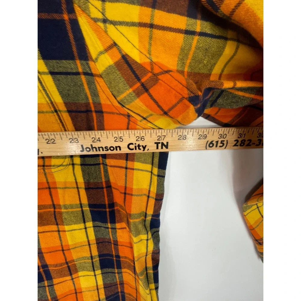 Duluth Trading Co Mens Shirt 2XL Tall Flannel Orange Plaid Long Sleeve